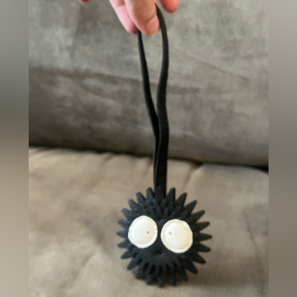 NEW Bag Charm Soot Sprite Dust Bunny Black Leather Keychain Eyes Spirited Away - Picture 5 of 13